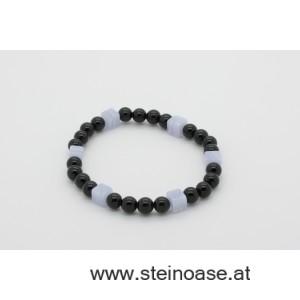 Armband Onyx & Chalcedon blau